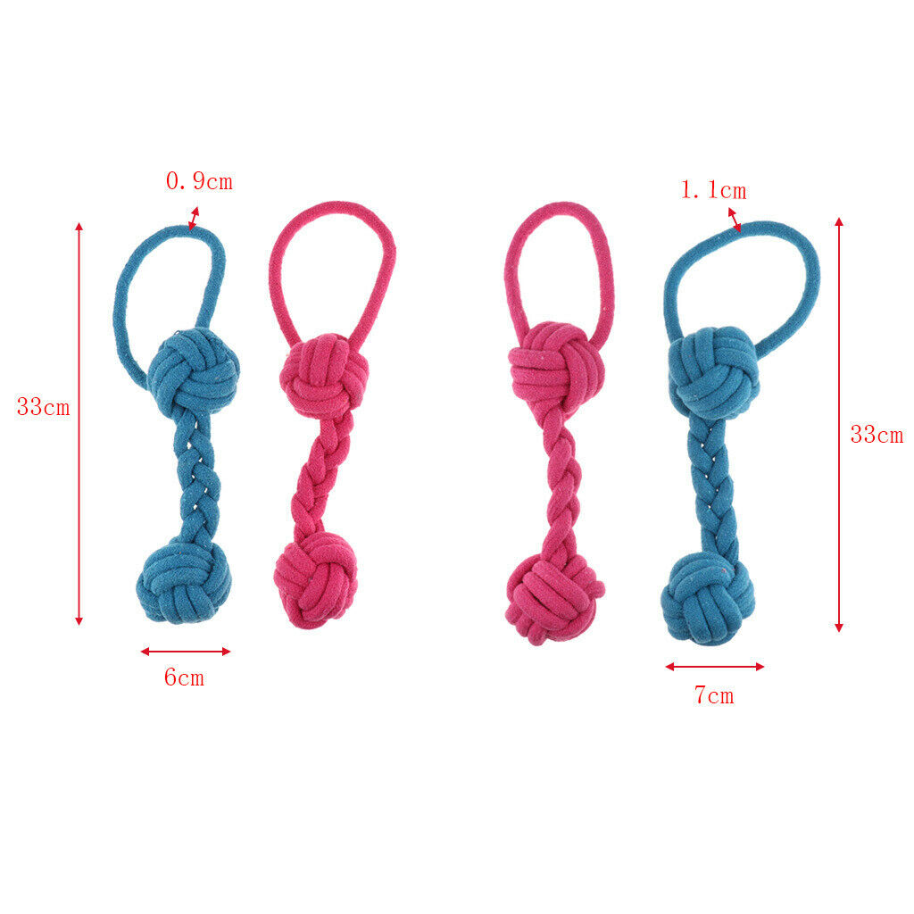 2Pcs Pet Puppy Dog Cotton Rope Chew Toys for Teeth Cleaning Knot Rope S