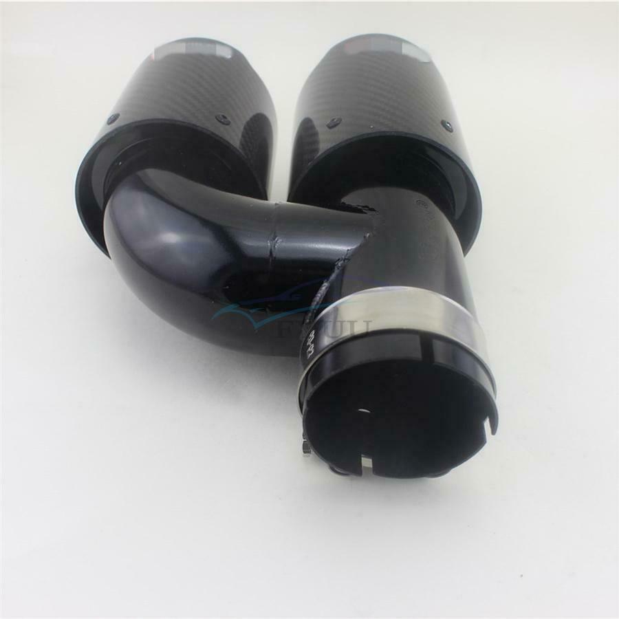 1× ID63mm OD89mm Universal Glossy Black Car Right Side Exhaust Pipe Tail Muffler