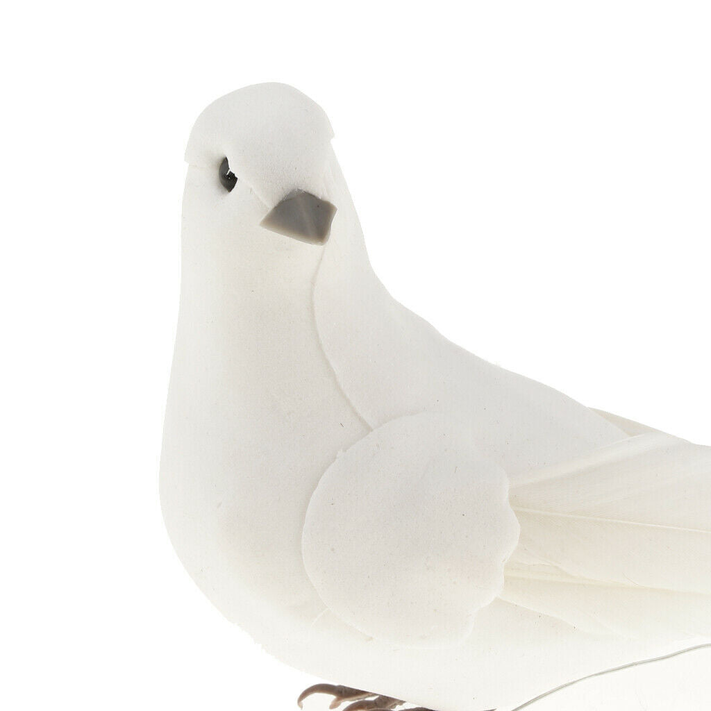 White Feathered Foam Artificial Doves Store Setting Garden Lawn Decoration