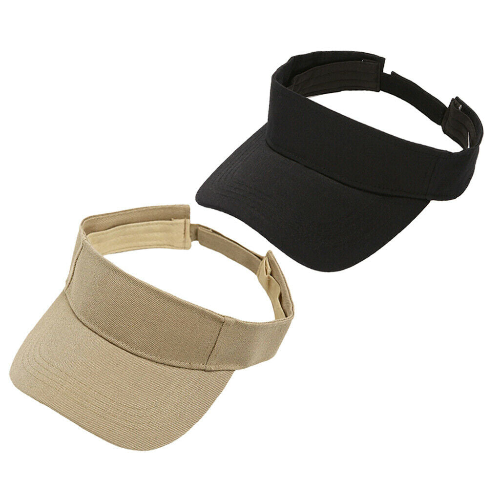 2x 100% Cotton Sun Visor Hat Women Men Golf Tennis Summer Beach