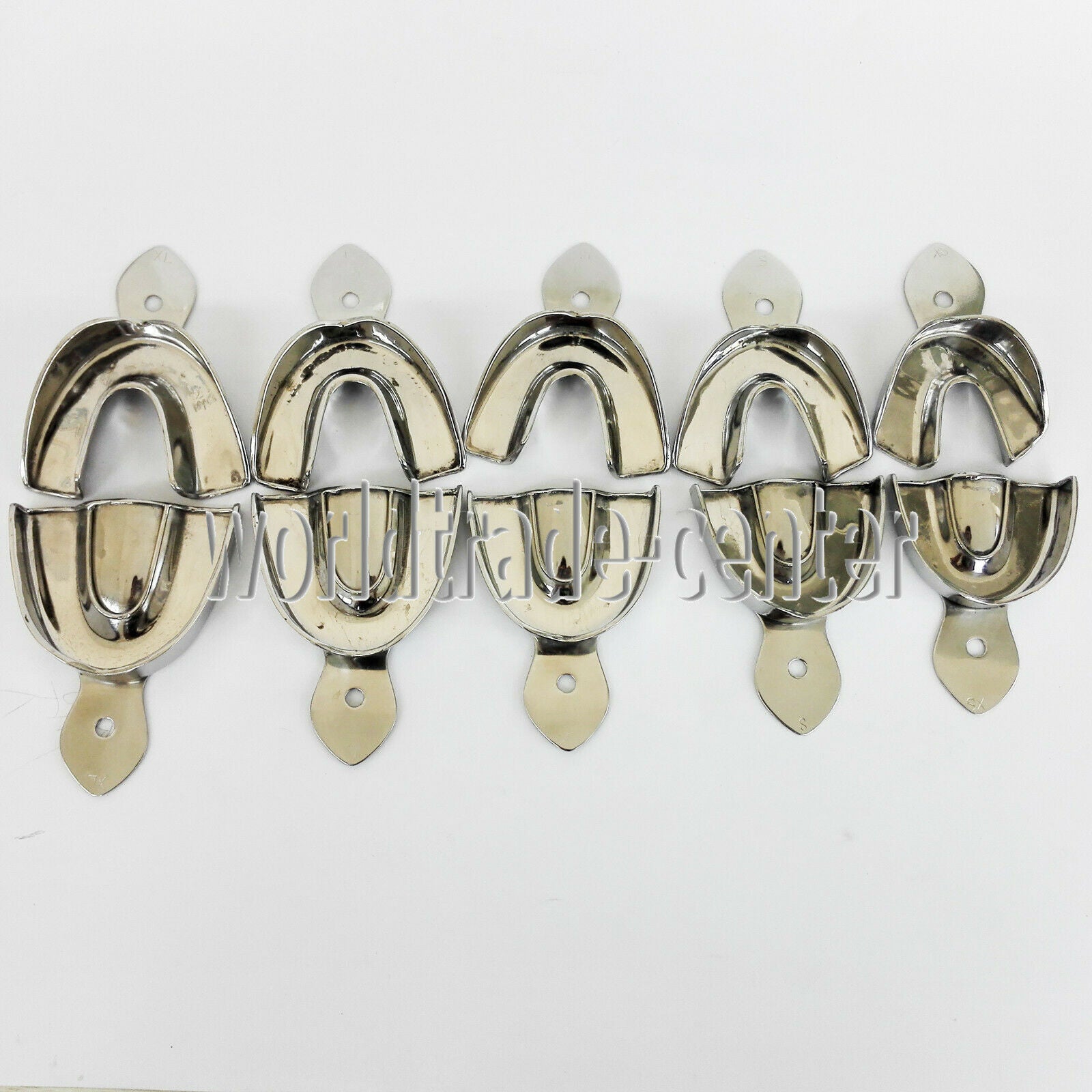 HOT 10PCS DENTAL STAINLESS STEEL NON-PERFORATED IMPRESSION TRAYS AUTOCLAVABLE