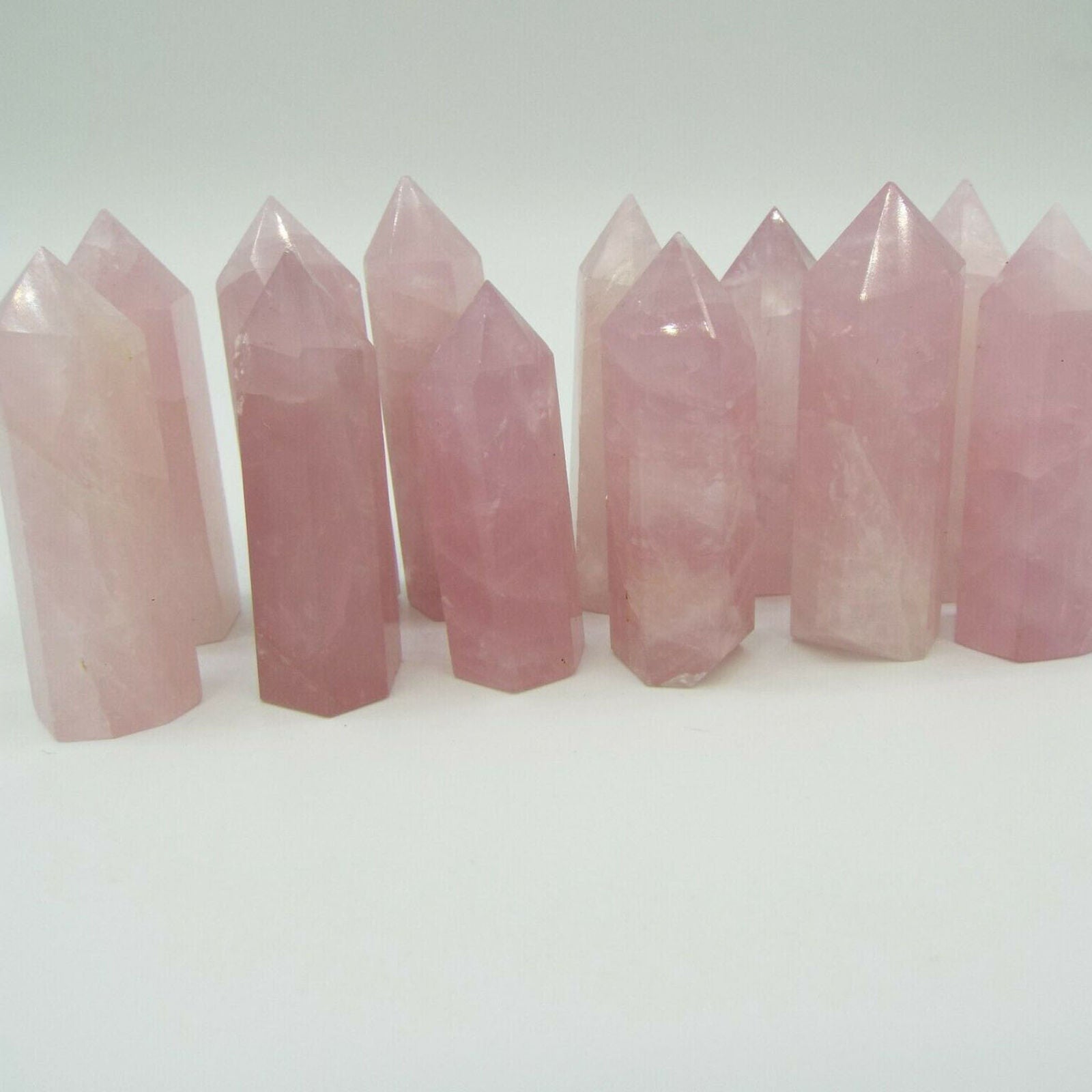 100% Natural Pink Rose Quartz Crystal Wand Point Healing Reiki Mineral Stone