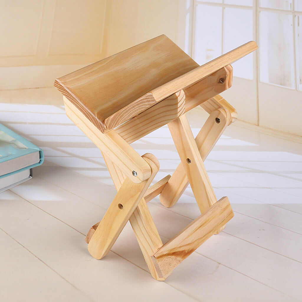 Portable Fold Wood Stool Heavy Duty Fishing Chair Seat for Garden Beach