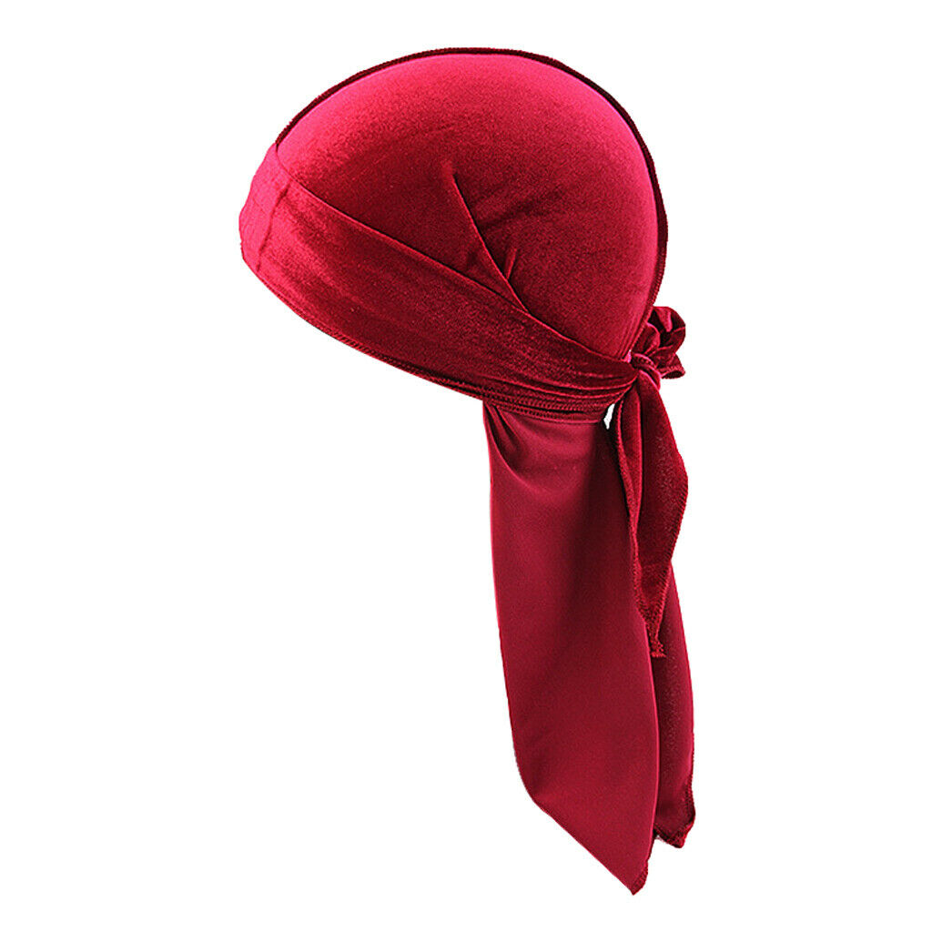 2x Velvet Bandana Hat Durag Long-Tail Headwrap Chemo Hat for Hair Loss
