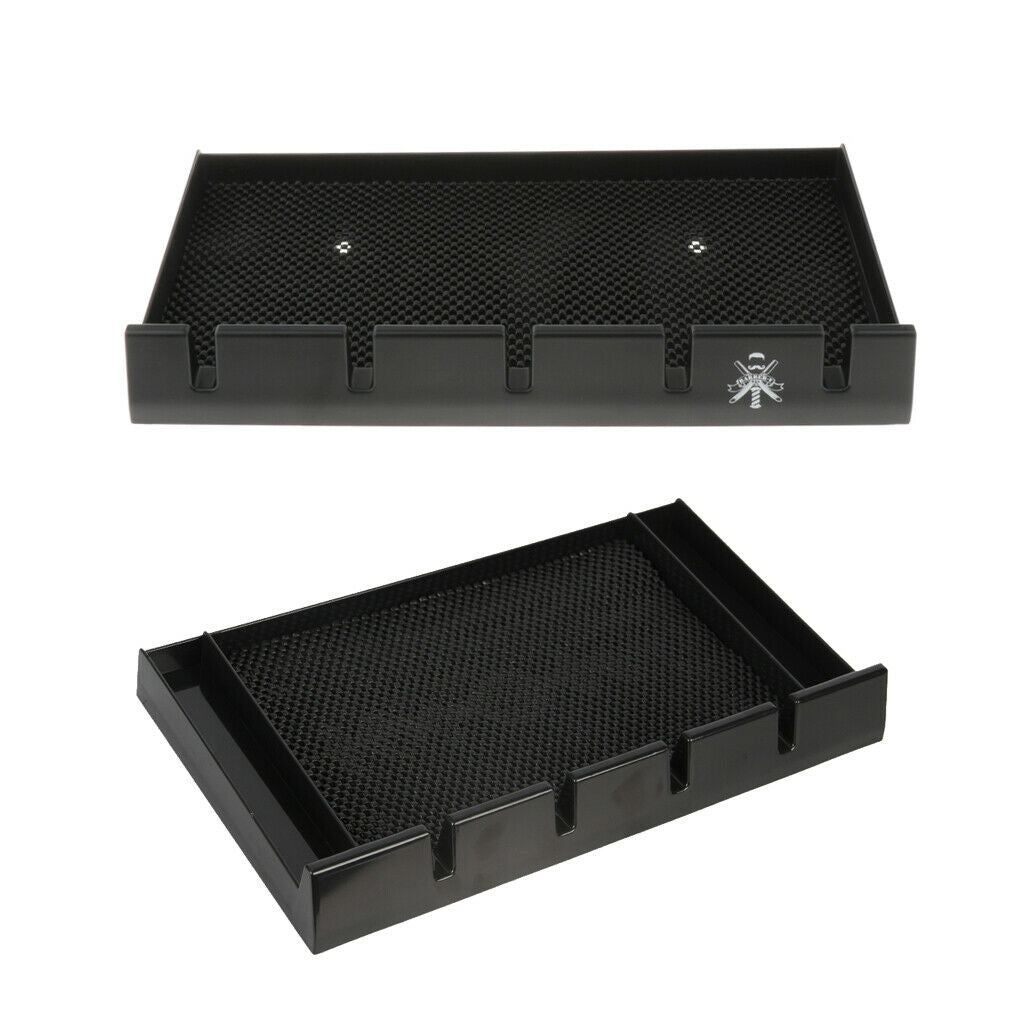 2 Packs Station Hair Clipper Cutter Tray Brushes Rack Black w/ Suction Cup