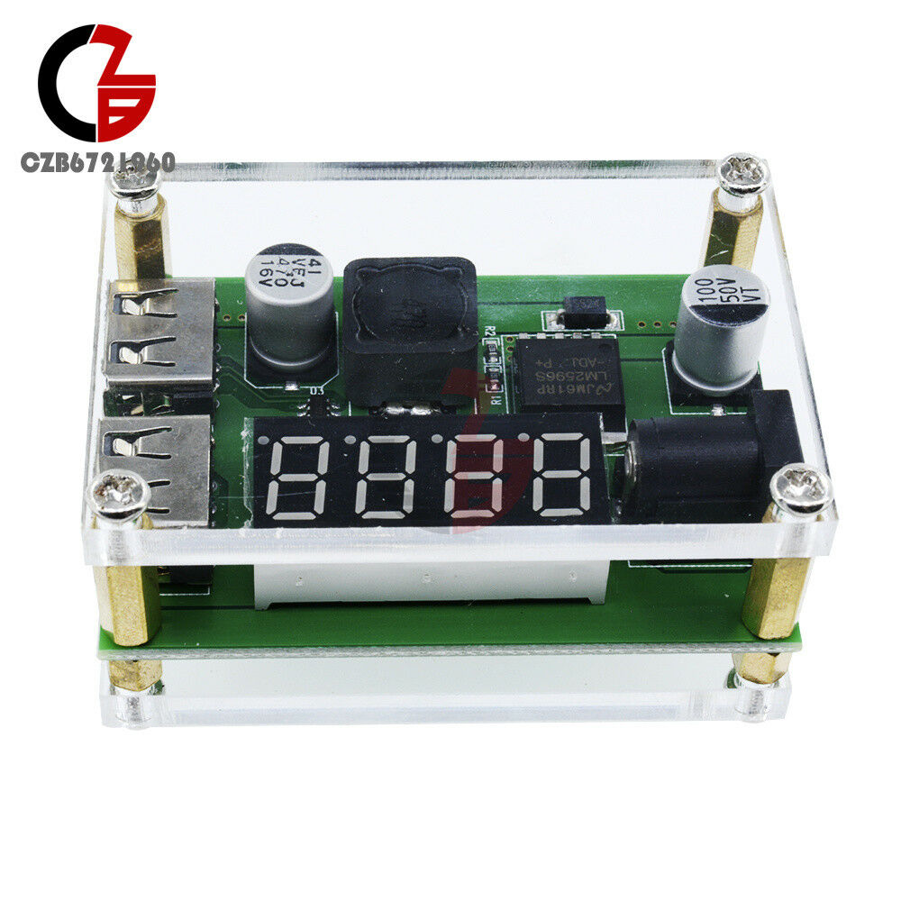 DC-DC Buck Module 9V 12V 24V 36V to 5V 3A Car Voltage Dual USB Converter w/Case