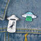 2 Pieces Sweet Shirt Collar Tips, Alien UFO Lapel Pin Badge Button Set for Men