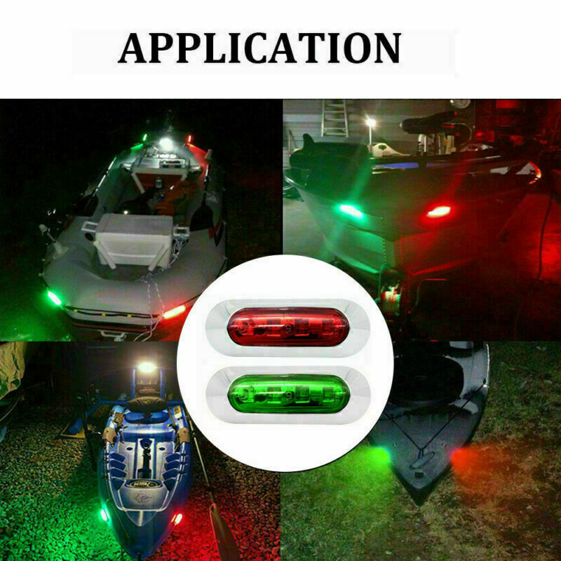 2x Red Green LED Boat Navigation Light Deck Waterproof Bow Pontoon Lights 12V
