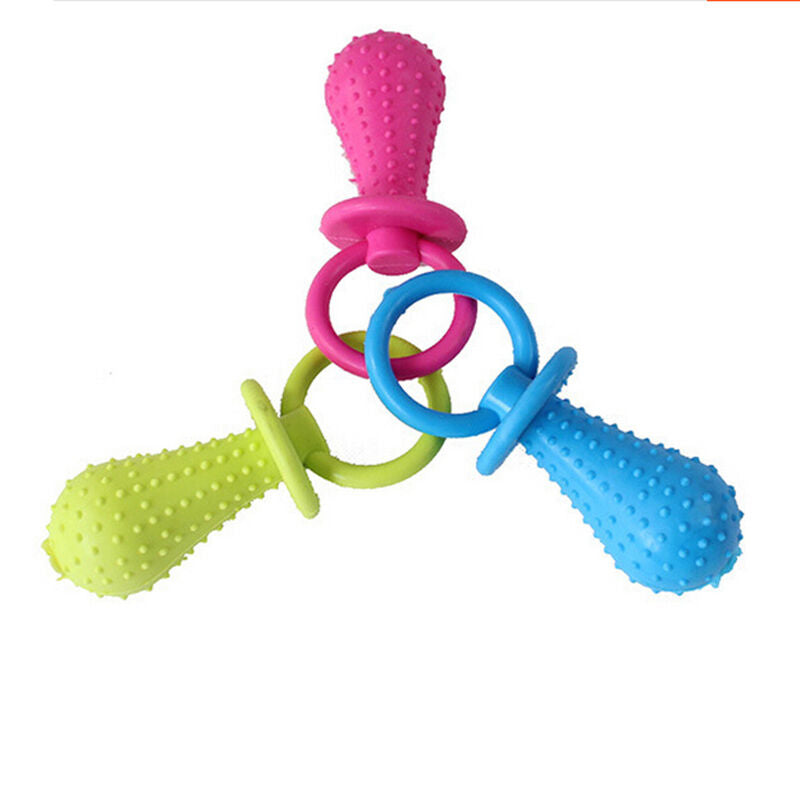 Rubber Pacifier for Pet Toys Dog Cat Puppy Chew Toys with Bell Sound Insid.l8