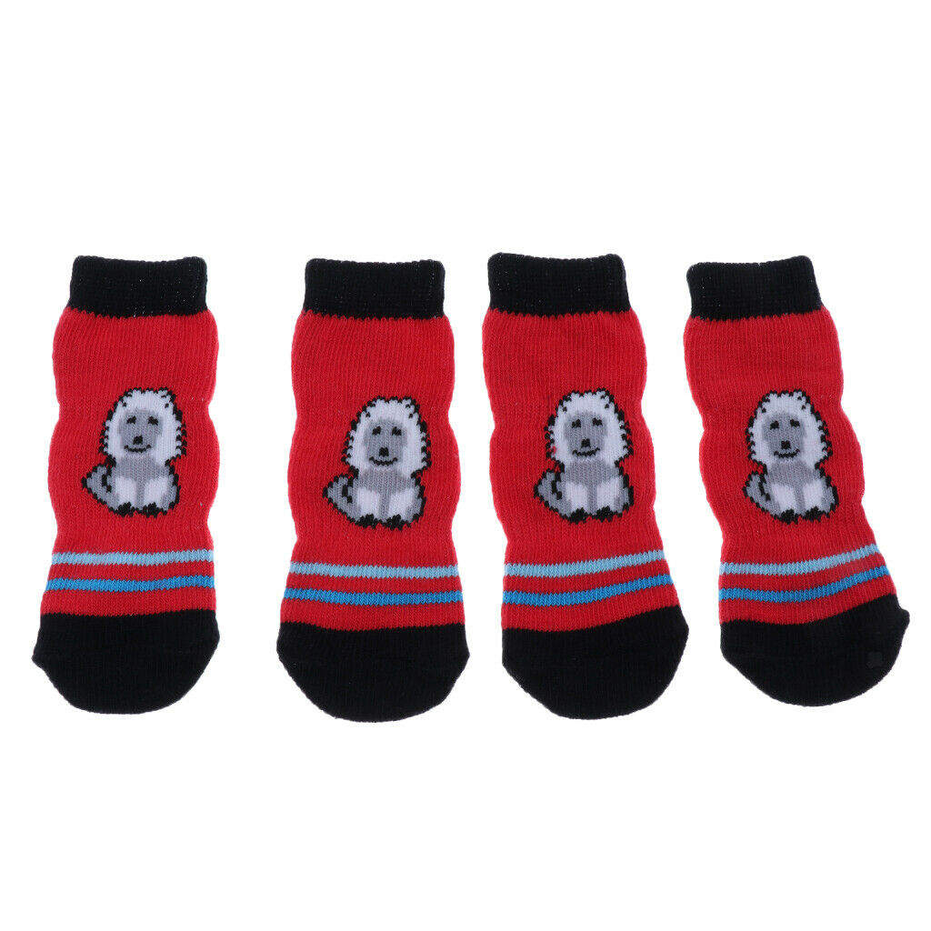 Warm Anti-Slip Dog Cat Puppy Socks Pet Paw Protector for Indoor Wear M