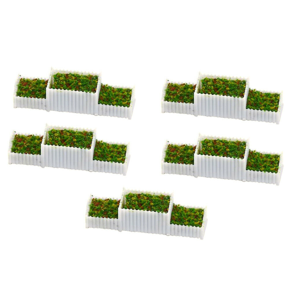 5x OO 1:75 E Shape Flower Beds Miniatures Set for Sandtable Train Decor Accs