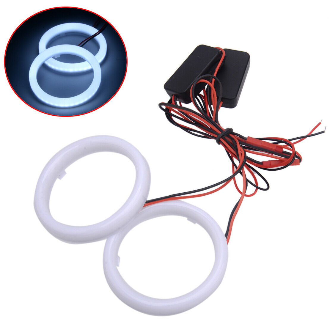 2x 70mm DRL COB LED Angel Eyes Halo Ring Fog Light White Daytime Running Light