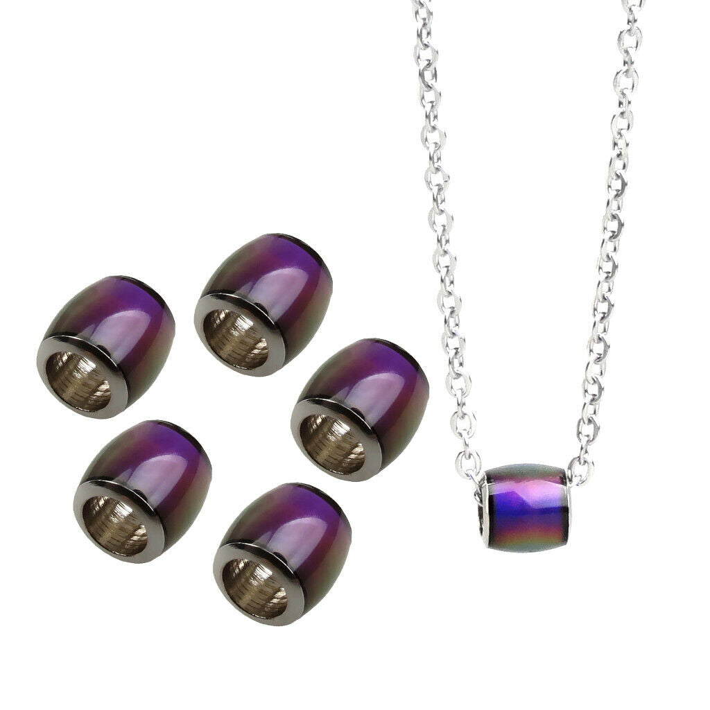 6 Pieces Color Change Mood Thermo Sensitive Barrel Spacer Beads Stainless Steel