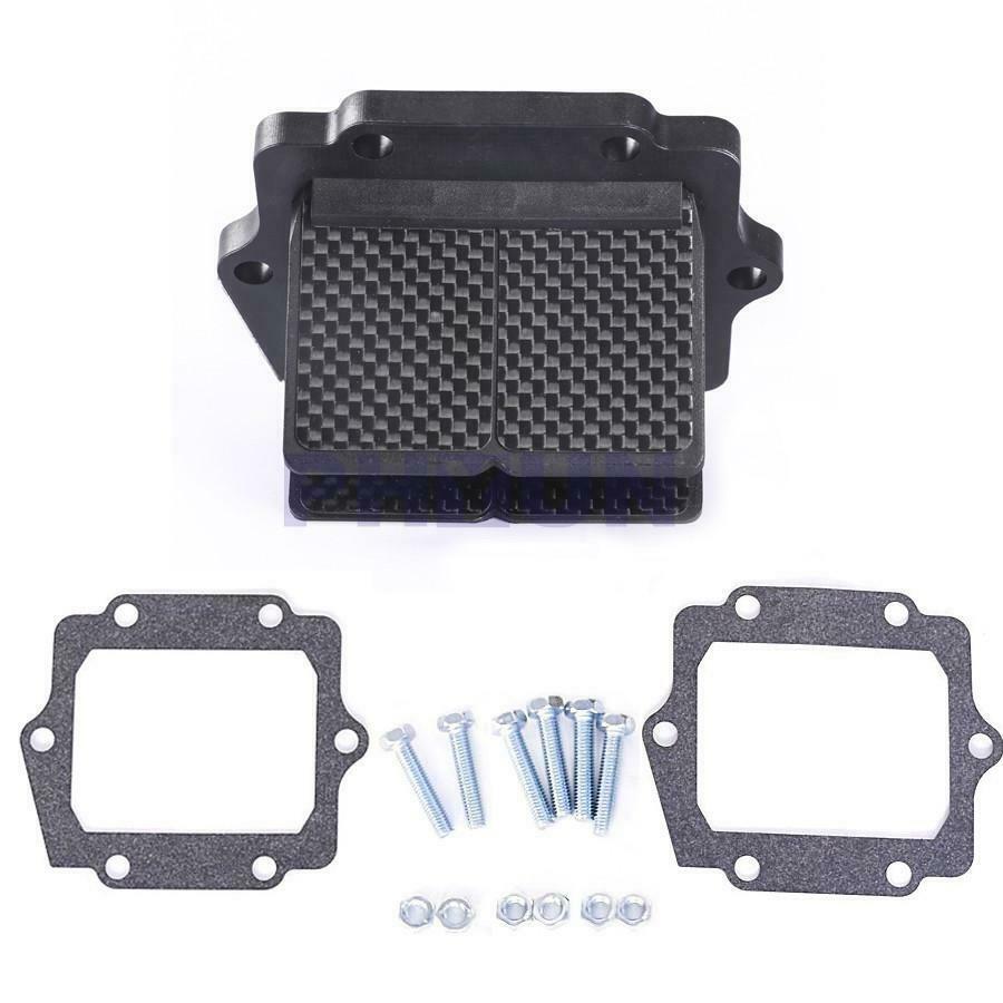 Black Carbon Fiber Reed Valve w/Spacer Kit For Kawaski KX250 KDX250 KX125 KMX125