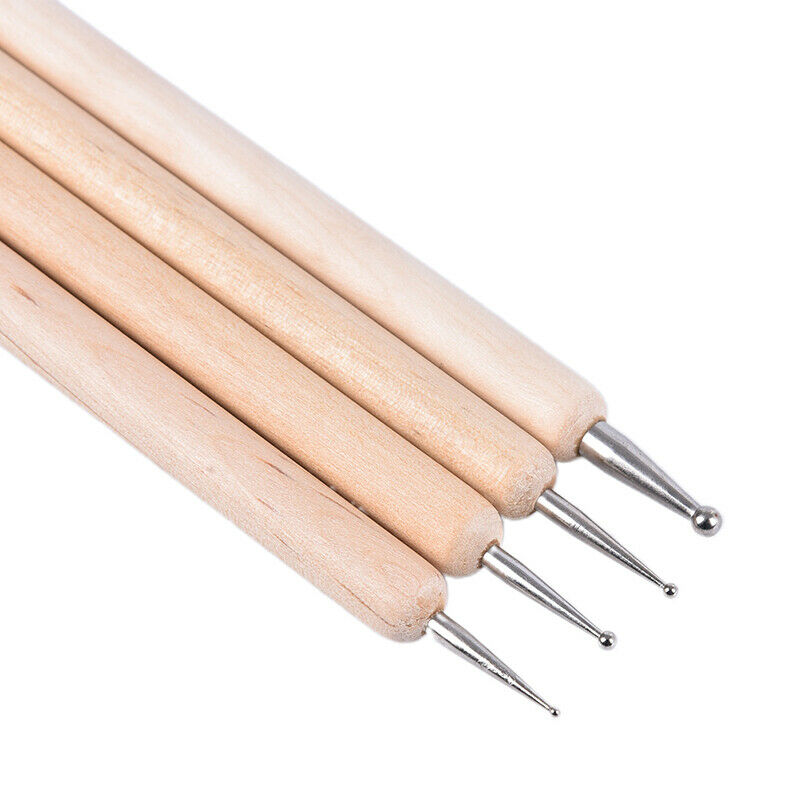 4PCS/set Wood Handle Stainless Steel Modelling Pottery Ceramics Tools For.l8
