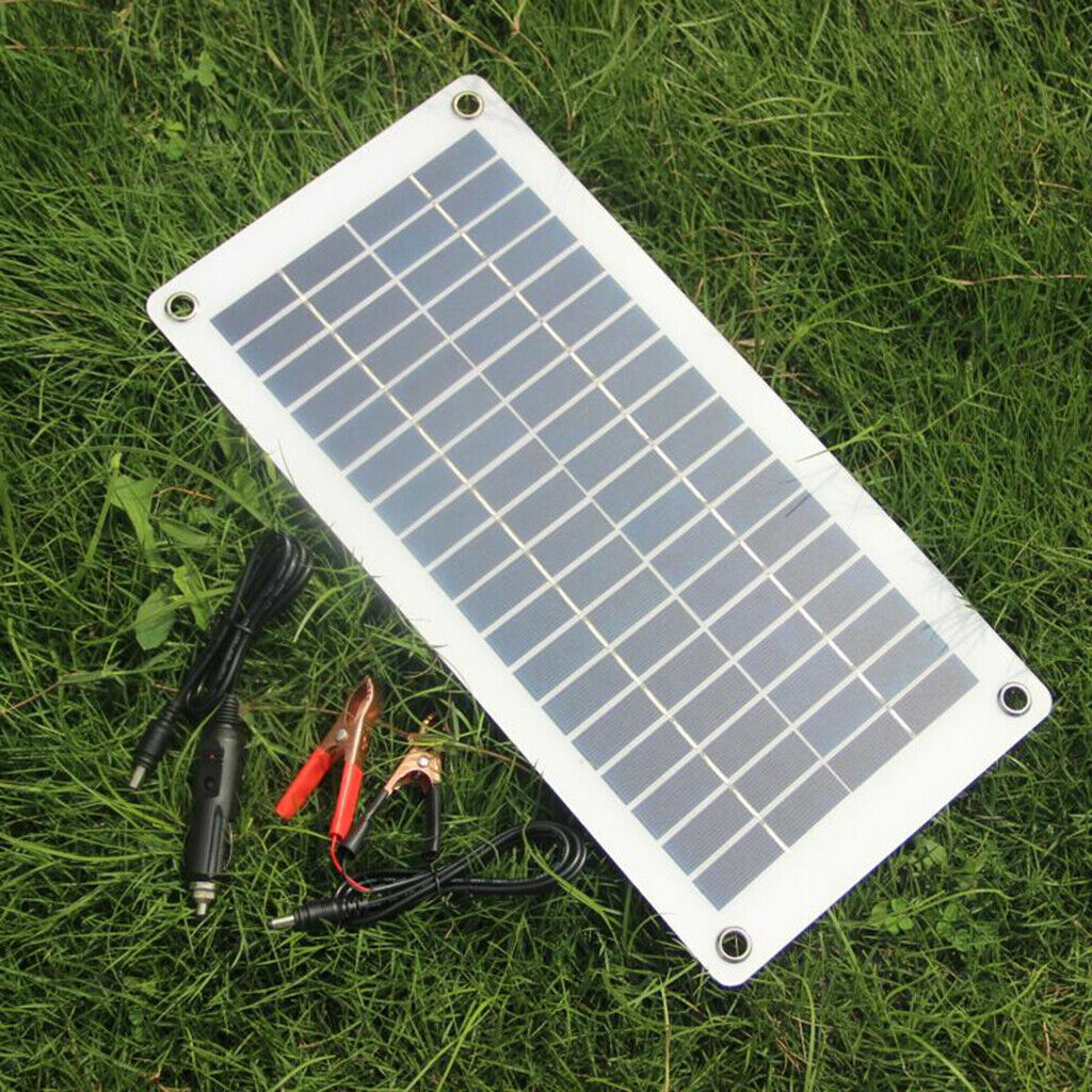 12V 8.5W Solar Panel For Boats Car Battery Alligator Clips & Lighter Cable