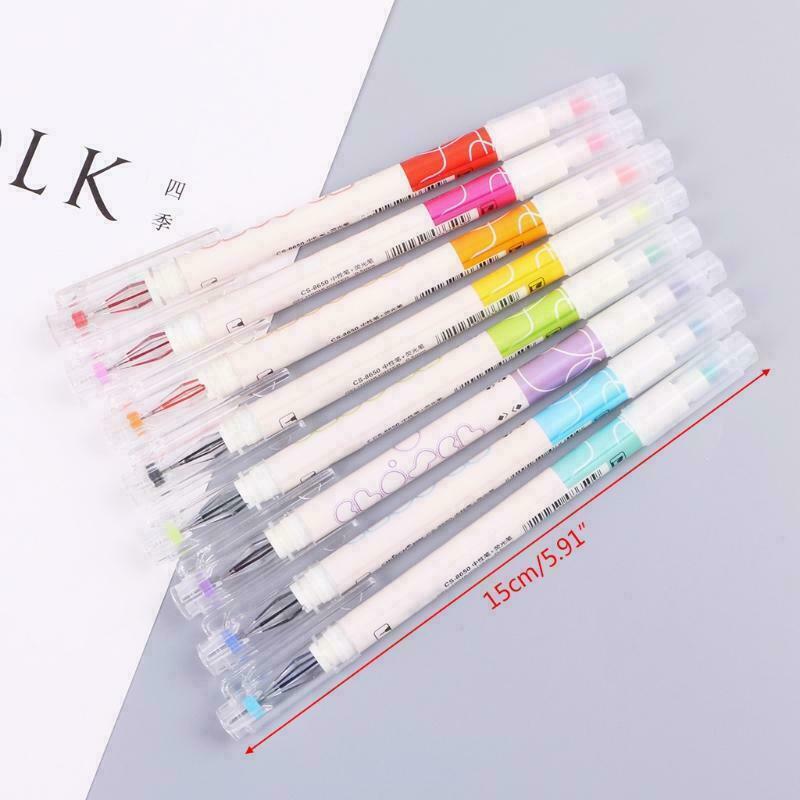 8Pcs Double DirigÃ© de Dessin Grade Fluorescent Stylo Mignon Art Surligneur