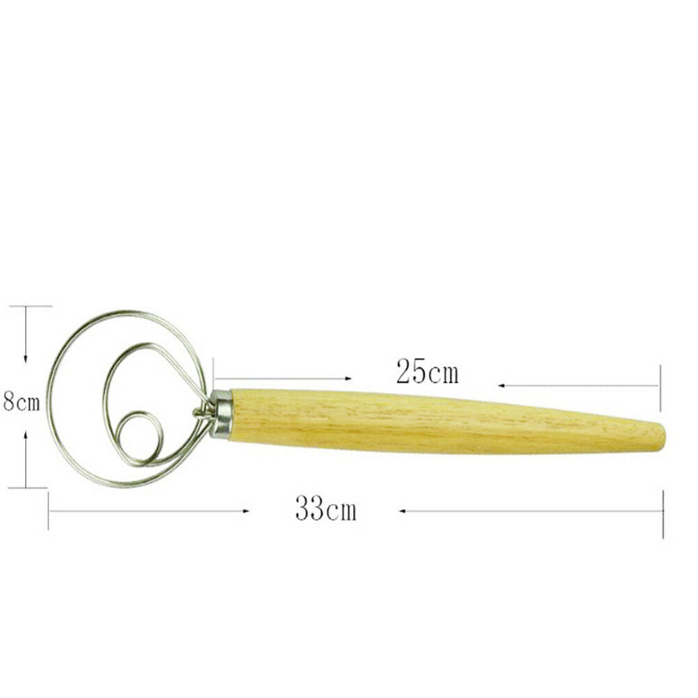 Stainless Steel Dutch Style bread dough whisk for pastry pizza mixer hook.l8