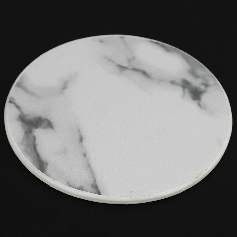 6 Pcs Coasters Marble Pu Leather Round Heat Insulation Table Placemat Drink CoK5