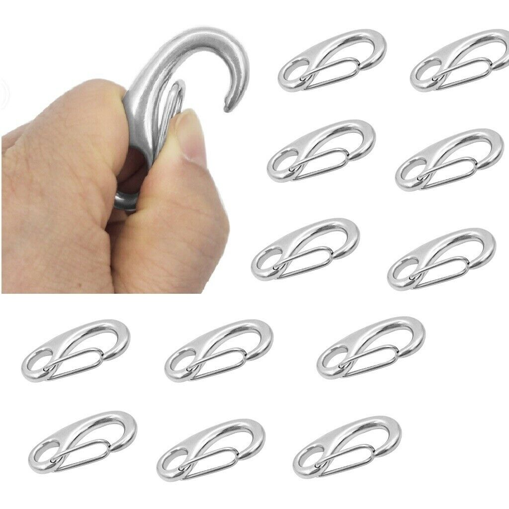 12x Boat Marine Clip 5cm Stainless Steel Snap Hook Carabiner
