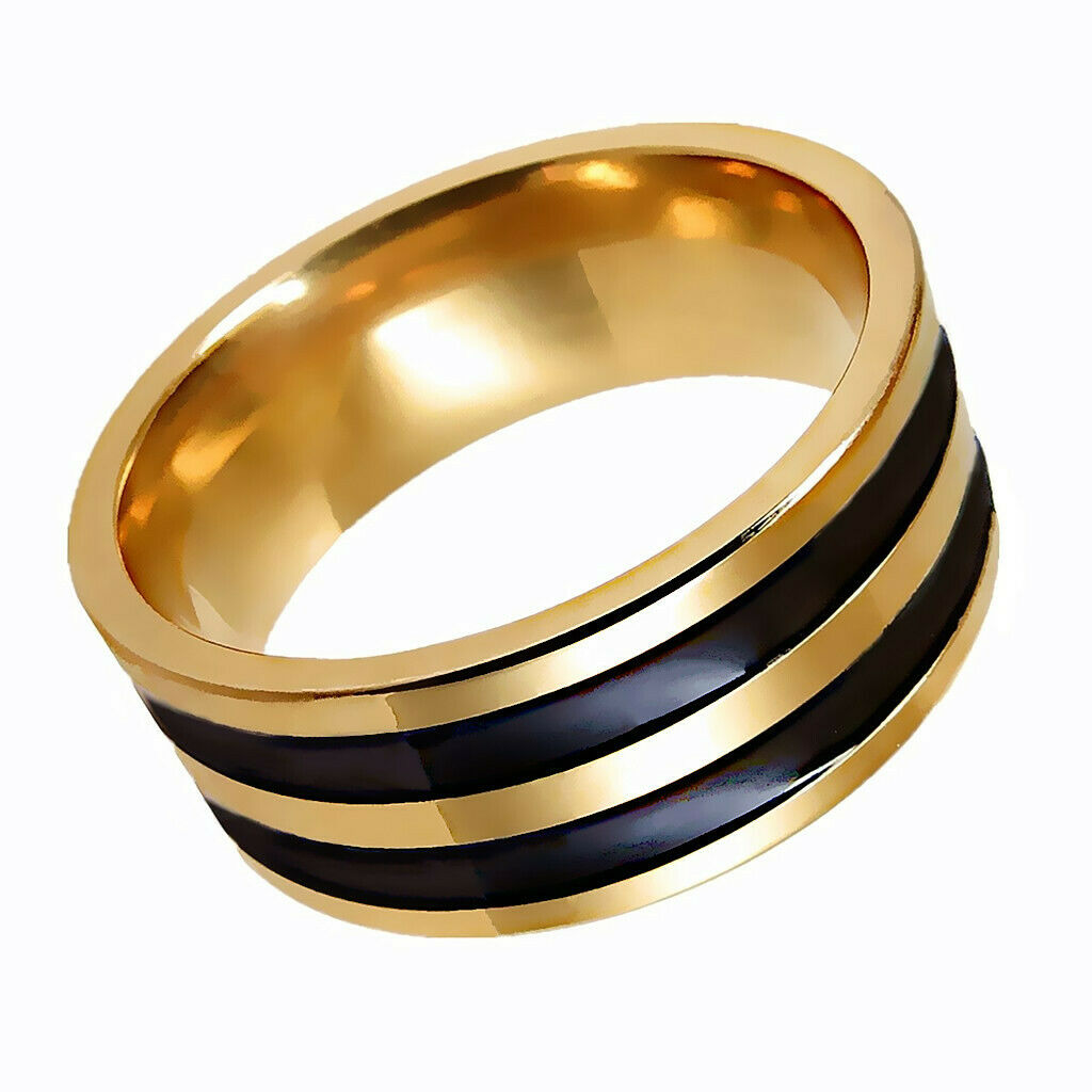 Fashion Jewelry Punk Men's Stripe Finger Band Ring Stainless Steel Ring 18mm