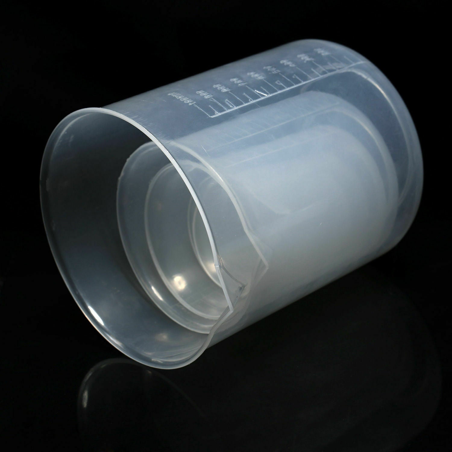 Labs Plastic Beakers Set Measuring Cups - 5 Sizes - 50, 100, 250, 500 and 1000ml