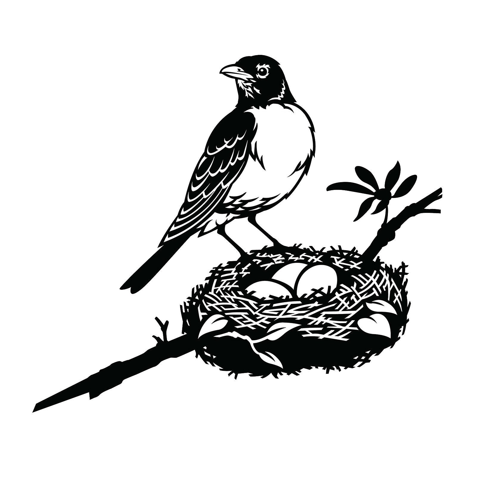 Iron Handmade Silhouette Art Gate Branch Decoration Artwork Bird with Nest