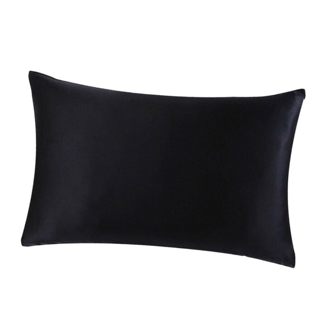 19 Momme Both Side Pure Silk Pillowcase for Hair Facial Beauty Black