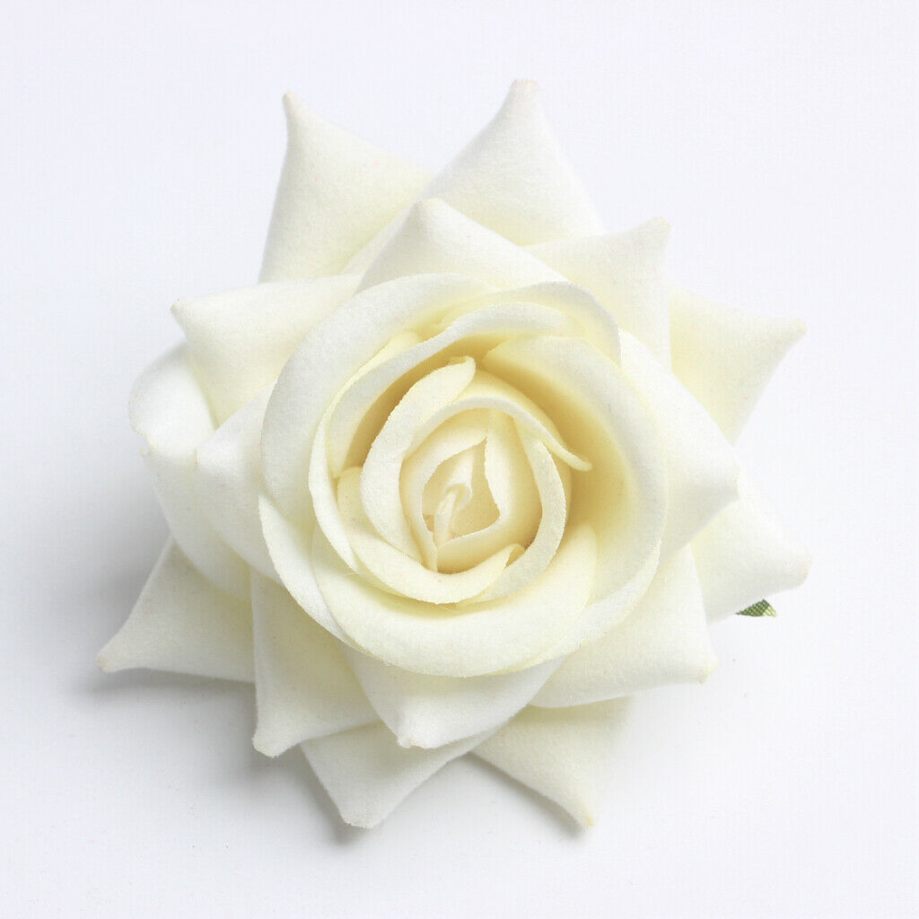 10xArtificial Rose Velvet Flower Head for Wedding Bridal Garland Decor White