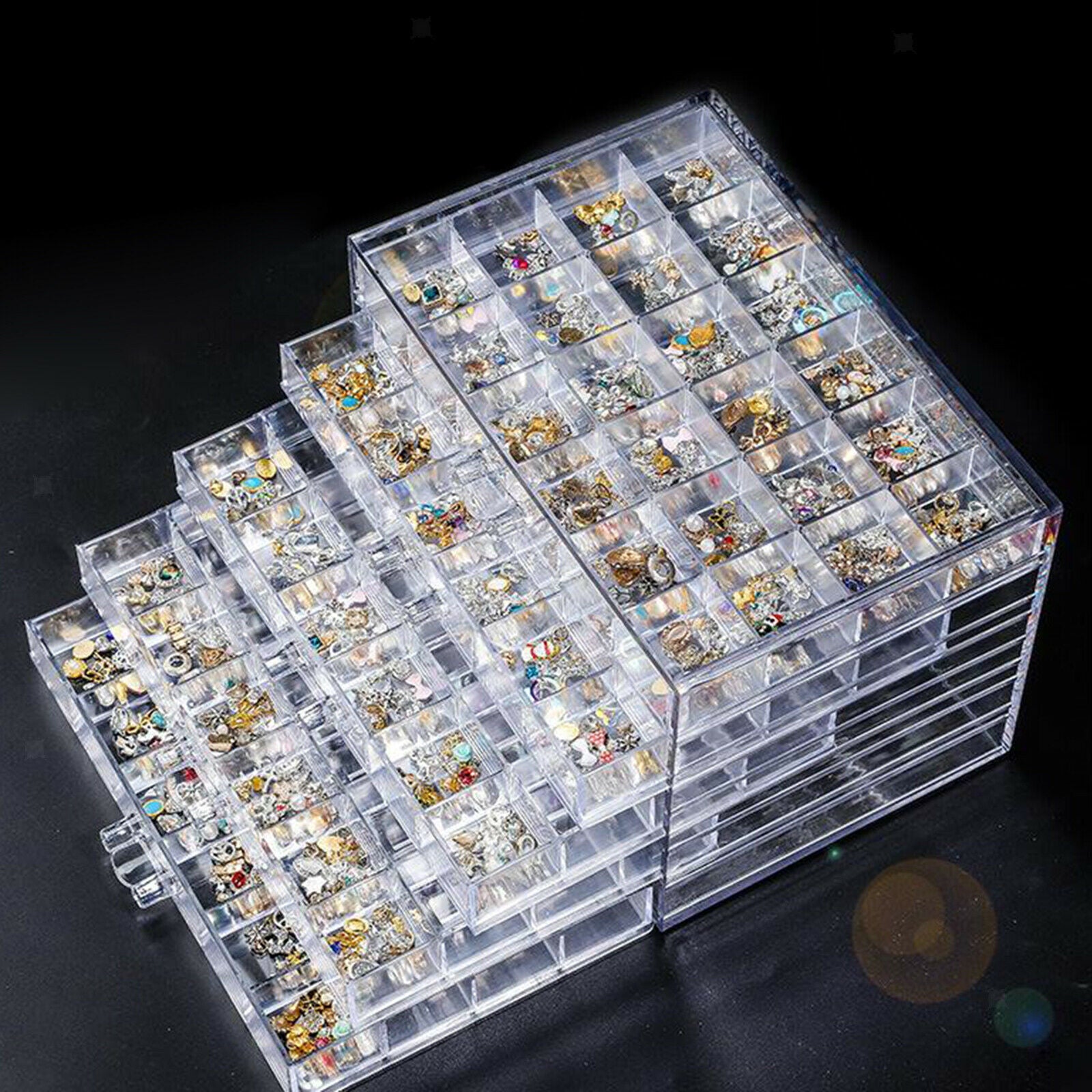120 Slots Nail Art Accessories Storage Rhinestone Jewelry Container Case