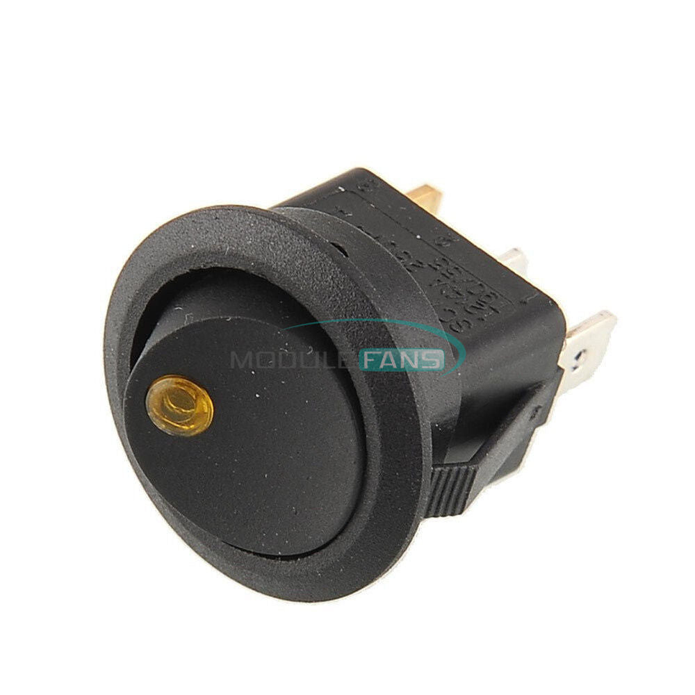 10PCS Yellow AC 125V/250V 3 Pins Car Round Dot LED Light Rocker Toggle Switch