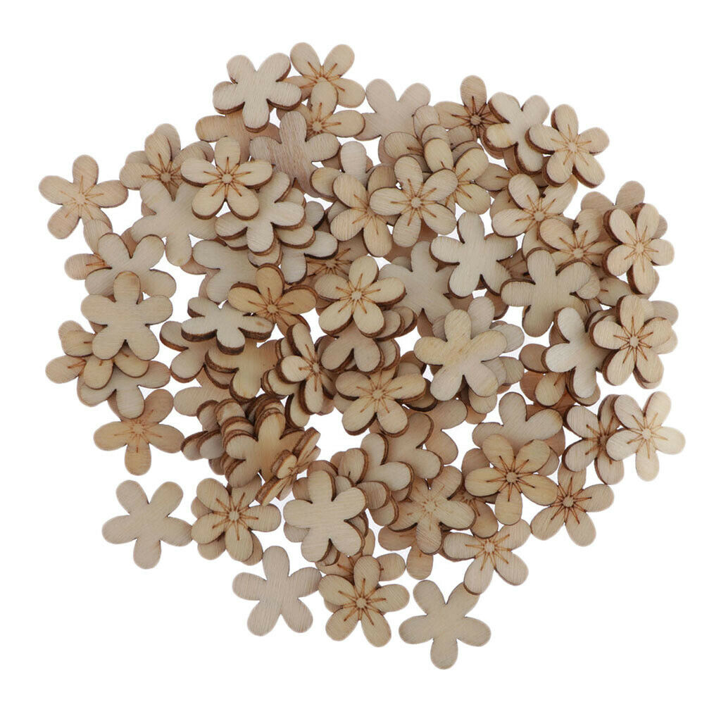 100 Pcs Empty Flower Wood Ornaments Craft DIY Festival Party Decor