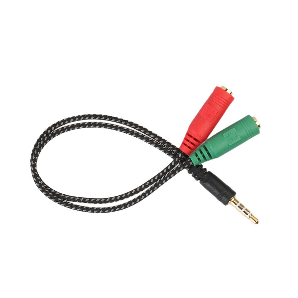 2x 3.5mm Audio AUX Mic Splitter Headphone Adapter 1 Male Jack to 2 Female