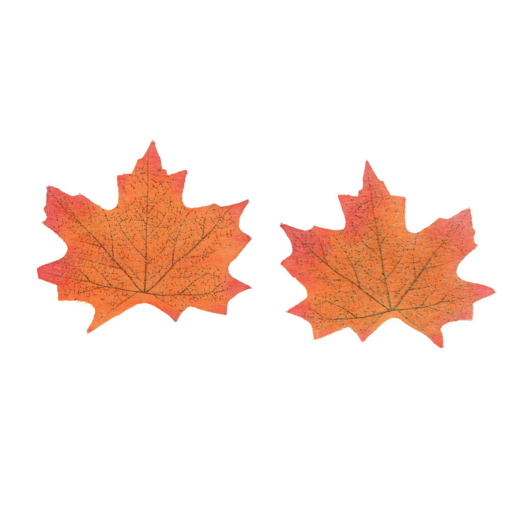 100x Artificial Maple Leaf Fall Autumn Leaves Craft Costumes Decor Orange