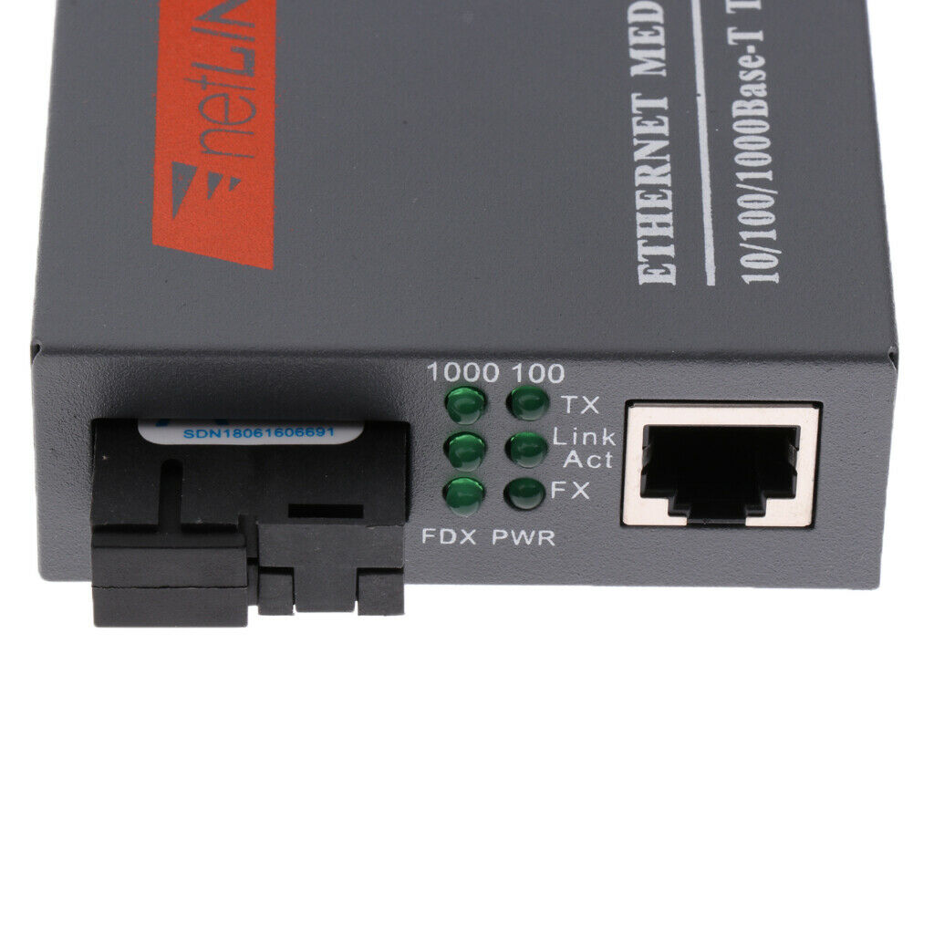2pcs Fiber Optical Media Converter 100/1000Mbps Gigbit   Single mode 25KM