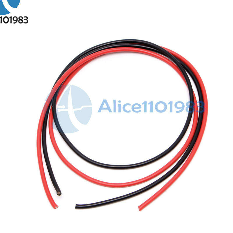 12 AWG Gauge Wire Silicone Flexible Copper Stranded Cables For RC Black + Red
