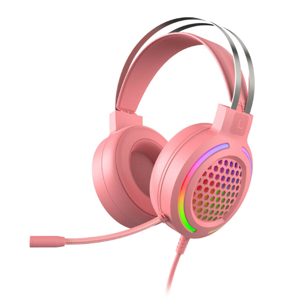 X2 Gaming Headset with Mic 7.1 Surround Sound with RGB LED Backlit Pink