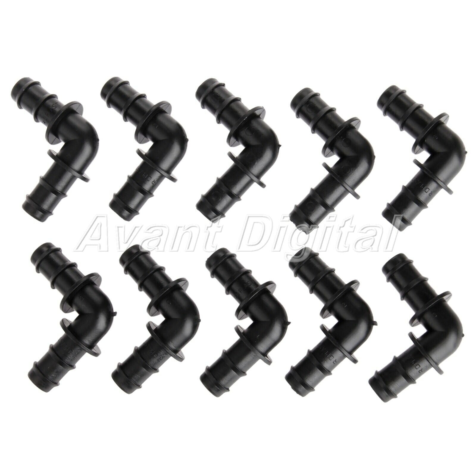 12mm Black Elbow Angle Bend Micro Drip Irrigation Pipe Fortings Connector 20pcs