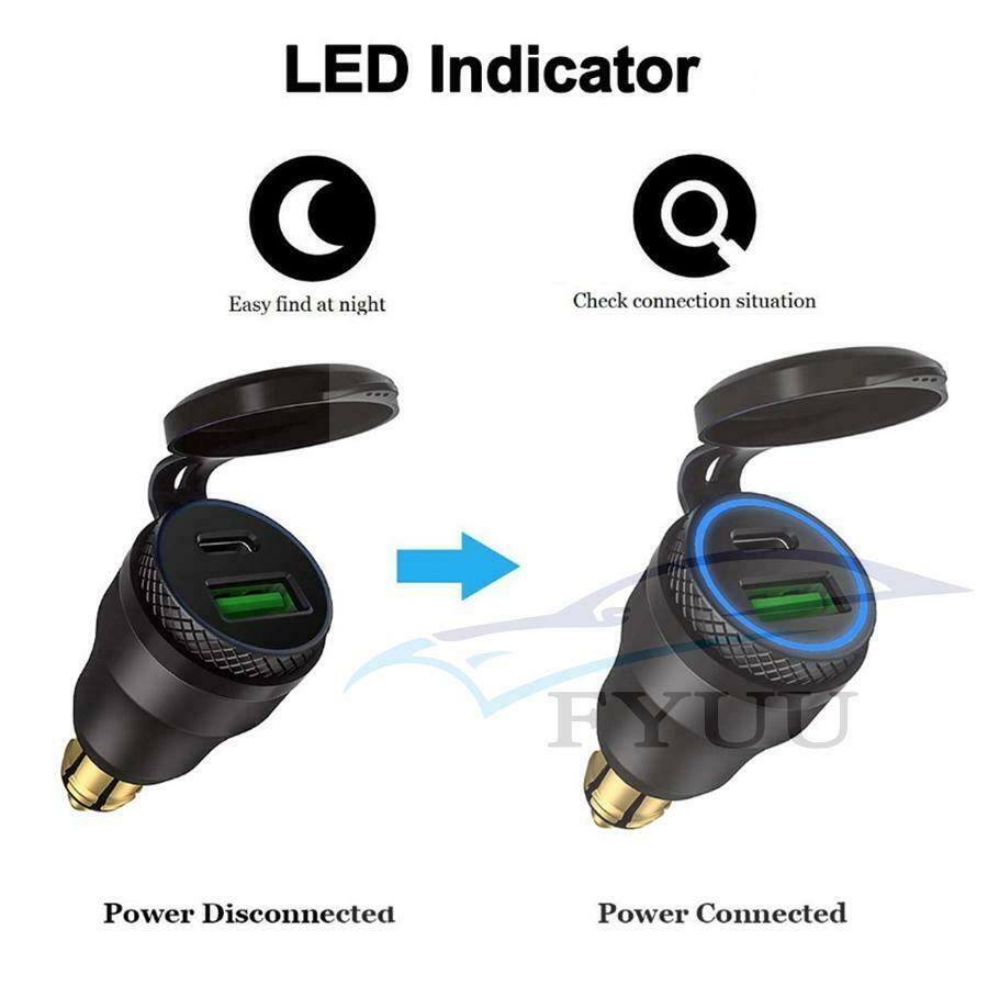 Type C Dual USB Fast Charger Power Adapter Socket For BMW Motorcycle Hella