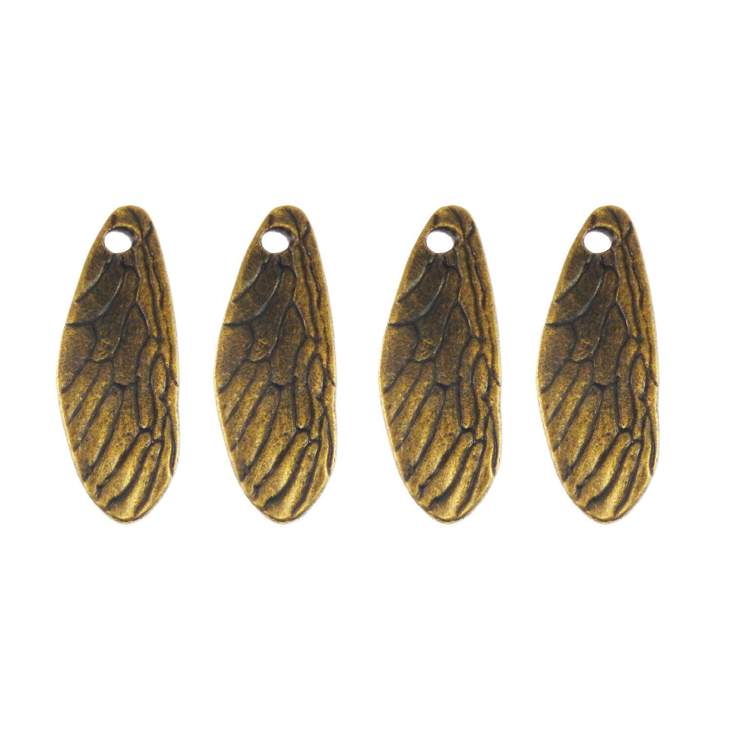 5pcs Retro Bronze Insect Wing Charm Bracelet Alloy Pendant Jewelry Craft 41x14mm