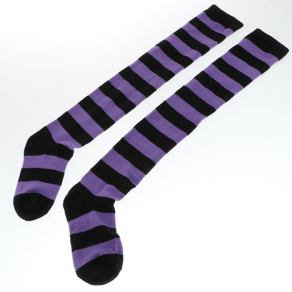 Female Striped Long Thigh High Socks Causal Soft Stockings Fancy Dress Socks