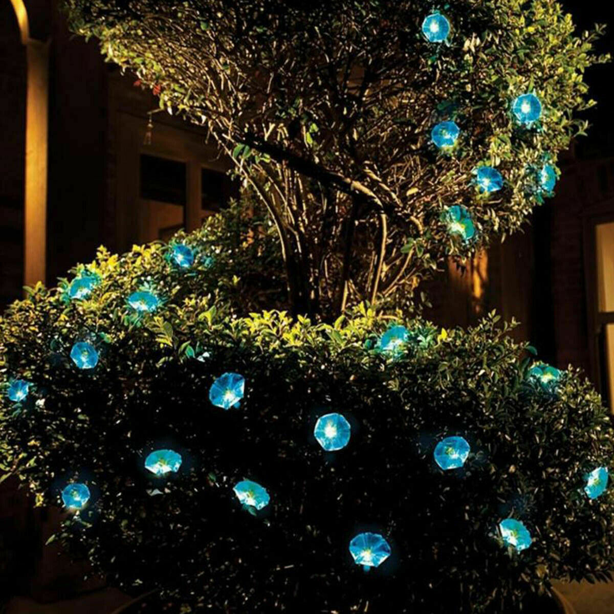 2PK Morning Glory Solar String Lights Garden Decor Flower Lantern Xmas Tree Lamp