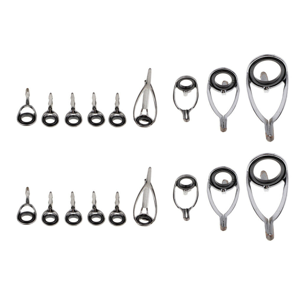 18pcs Fishing Rod Guide Tip Eye Ring for Rod Building 5# 5.5# 6# 8# 10#