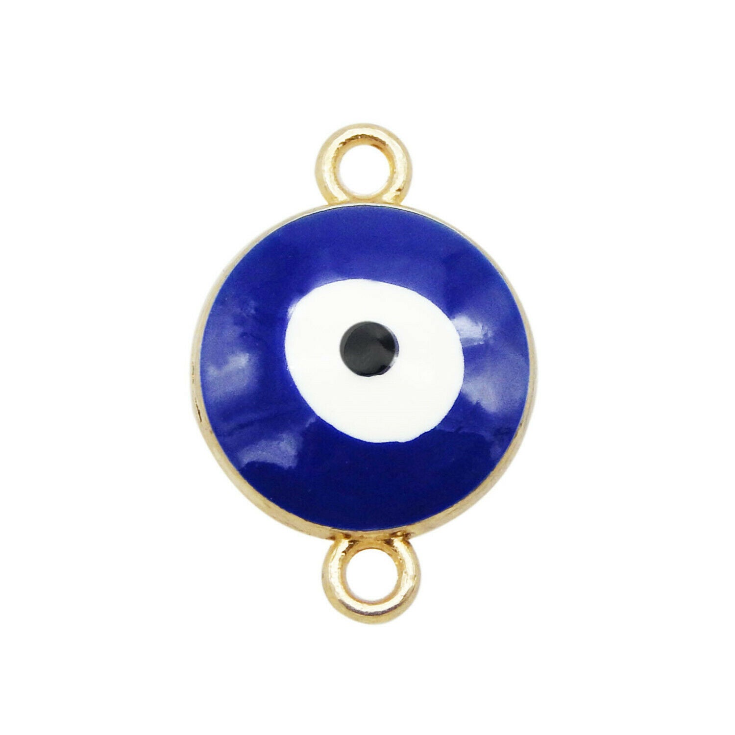 12 PCS Blue Alloy Round Turkish Evil Eye Enamel Charm Connector Pendant 18*12mm