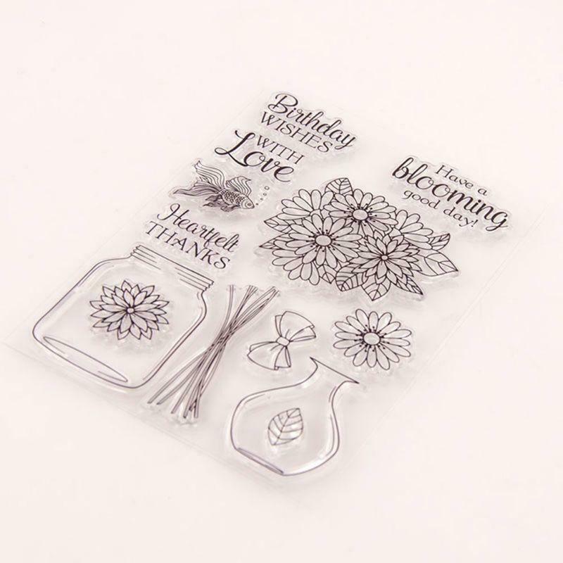 Flower Vase Seal Stamp with Cutting Dies Stencil Set DIY Scrapbooking Embossing