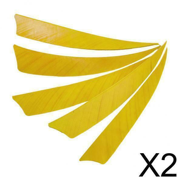 2X 5-Piece Natural Feather Archery Arrow Fletching Left Wing Shield Cut Yellow