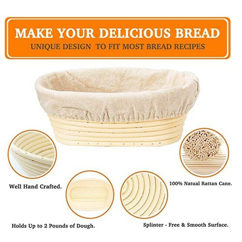 10 Inch Oval Shaped Bread Banneton Proofing Basket - Baking Dough Bowl Gifts fZ4