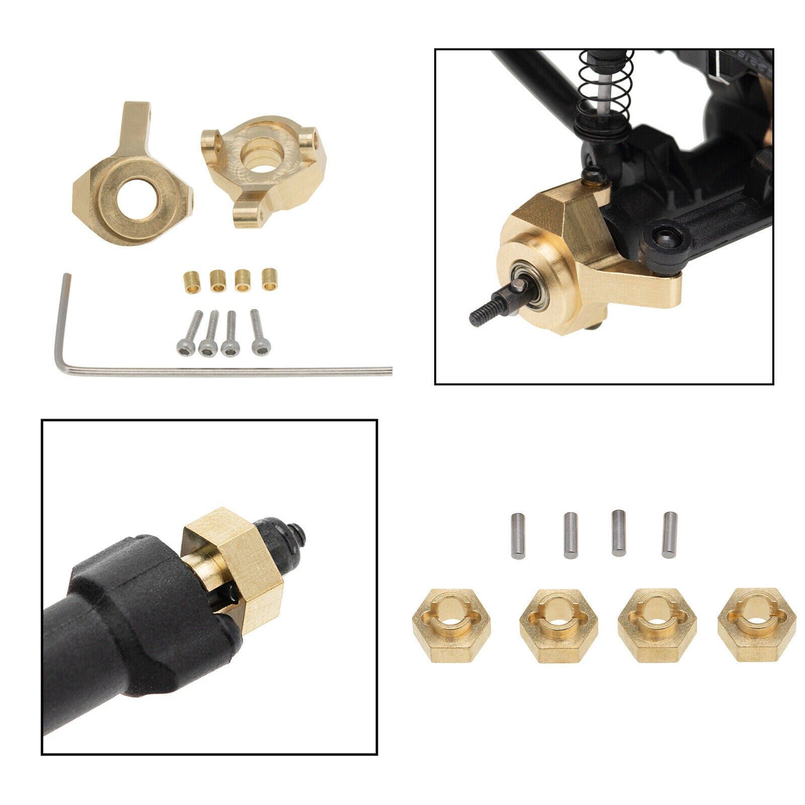 Metal Steering Knuckle Cups Hex Adapter Fit for Axial SCX24 90081 1:24