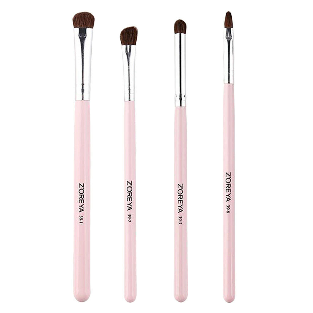 4x Smoky Eyes Brushes Durable Wooden Handle Eyeshadow Nose Shade Brush Pink
