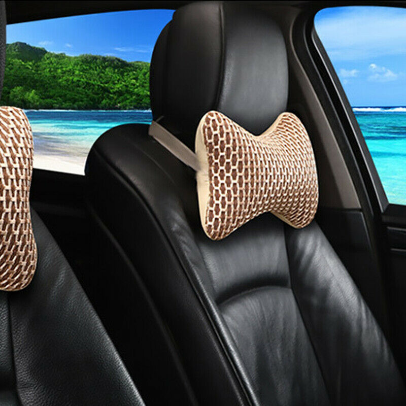 2PCS Summer Ice Silk Car Pillows Headrest Neck Cushion Support Pad Relaxing